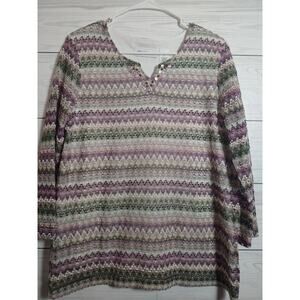 Womens Alfred Dunner 3/4 Sleeve Chevron Pullover